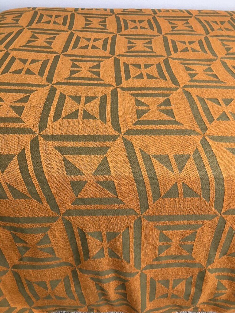 Vintage 70s Bates Flair Square Kumquat Lot of 2 Twin Size Bed Spreads New